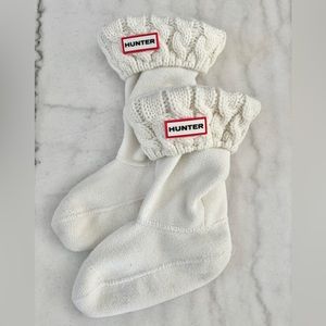 Hunter Original Kids Cable Knit Cuff Boot Socks Large US 1-3 Off White